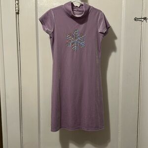 American Girl Soft as Snow Purple Velour Mock Neck Dress Girls Size 6